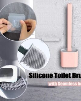 Silicone Flex Toilet Brush With Holder & Sticker ( Random Colours )