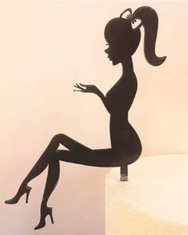 Sitting girl silhouette cake topper made of acrylic